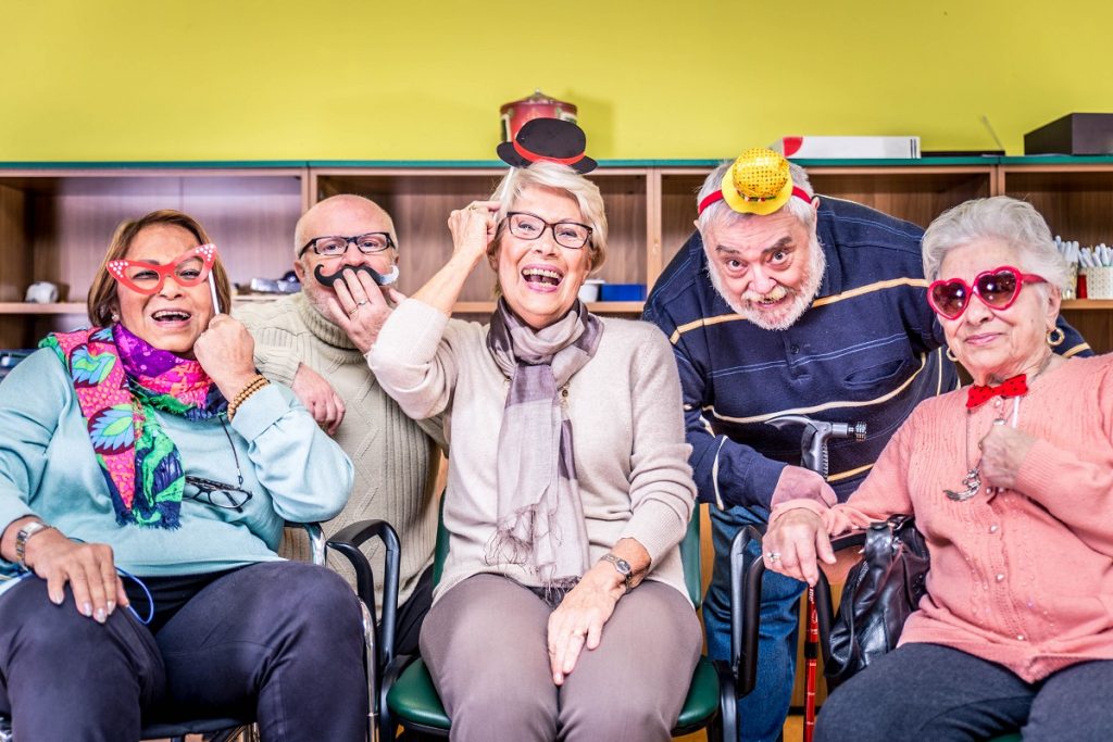 happy seniors in a hospice