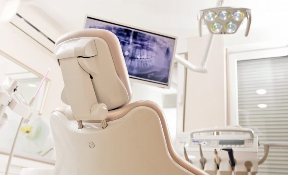 Dental chair in dentist office