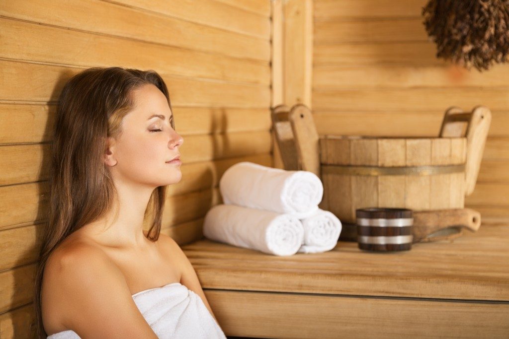 woman at a sauna